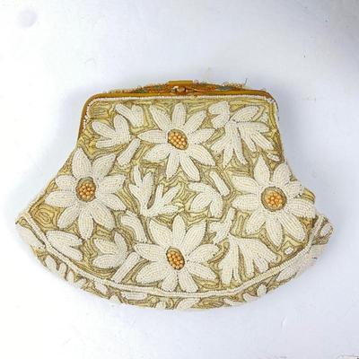 Antique Handmade Clutch w/ Intricate Floral Micro-Beaded Embroidery- Made in Belgium