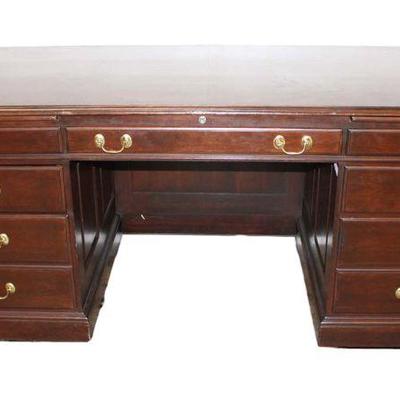 
Lot 346
Harden solid mahogany 7 drawer executive desk
