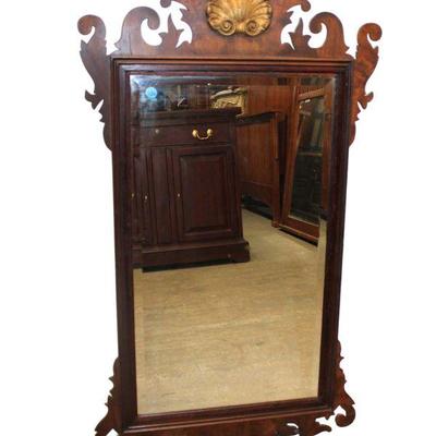 
Lot 136
Henkel Harris shell carved solid mahogany Chippendale style bevel glass mirror
