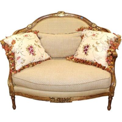 
Lot 326
French style carved settee with quality decorative pillows
