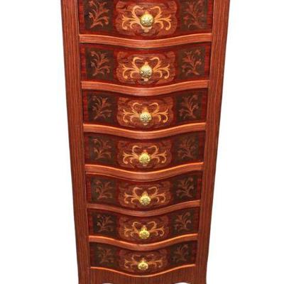 
Lot 404
French style 7 drawer lingerie chest with inlay
