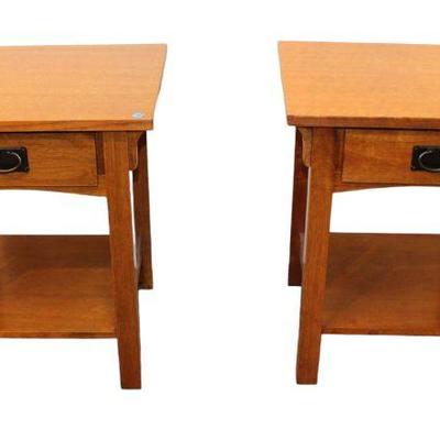 
Lot 178
Pair of mission oak style 1 drawer lamp tables
