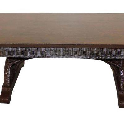 
Lot 365
Semi antique wicker and oak coffee table w/quarter sawn top
