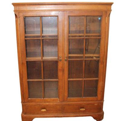 
Lot 130
Vintage walnut 2 drawer 2 door bookcase
