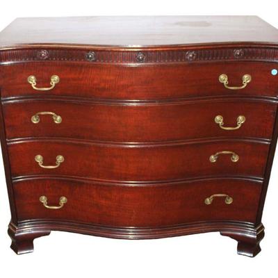 
Lot 353
Vintage mahogany 4 drawer serpentine front low chest
