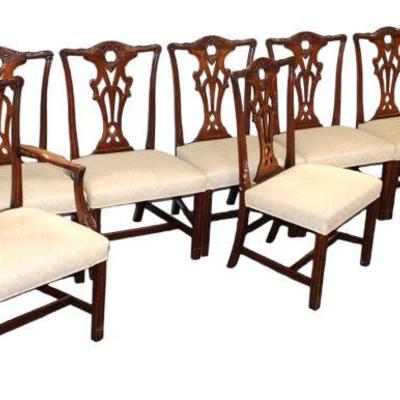 
Lot 371
Set of 10 Chippendale style solid mahogany dining room chairs
