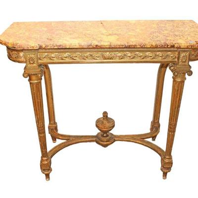 
Lot 240
Antique French style marble top console with original gold gilding
