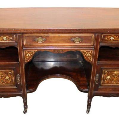 
Lot 400
Antique solid mahogany with inlay 3 drawer 2 door Edwardian style server

