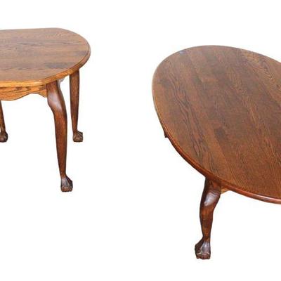 
Lot 196
2pc Heirloom oak paw foot coffee and lamp tables
