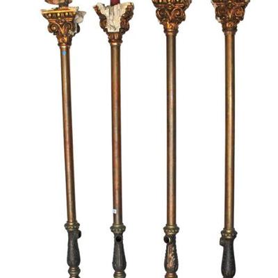 
Lot 204
Set of 4 antique bronze and brass decorator poles
