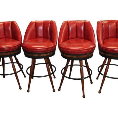 
Lot 153
Set of 4 Vintage barrel back and leather style seat barstools
