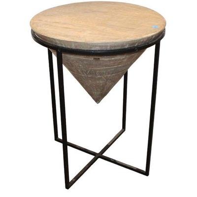 
Lot 331
Iron base wooden cone lamp table
