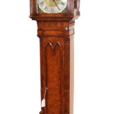 
Lot 129
Contemporary burl walnut finish decorator West Germany Tall case grandfather clock
