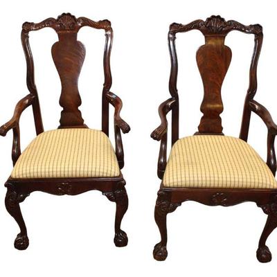 
Lot 127
Beautiful pair of carved mahogany Chippendale style arm chairs
