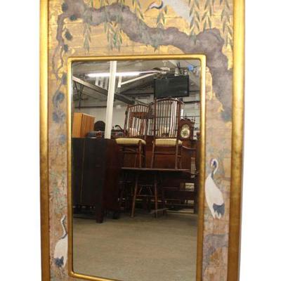 
Lot 334
Large crane decorated mirror attribute to LaBarge
