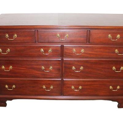 
Lot 101
Henkel Harris solid mahogany 9 drawer low chest in good condition
