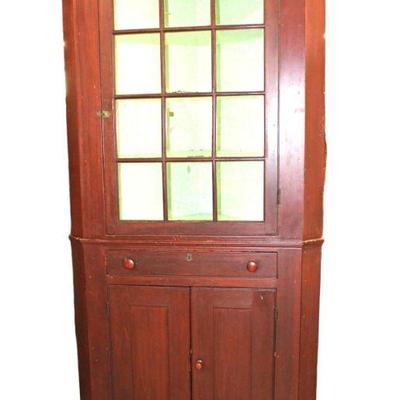 
Lot 168
Antique 2pc mahogany finish 12 pane corner cabinet
