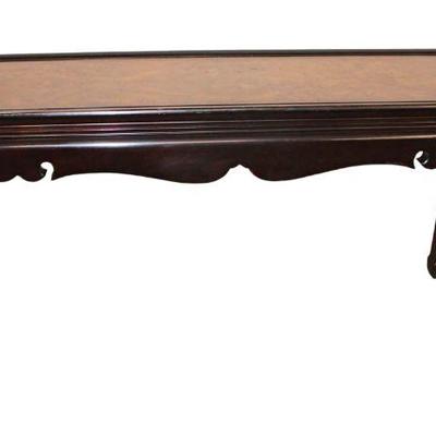 
Lot 354
Chinese Chippendale style burl walnut console/sofa table
