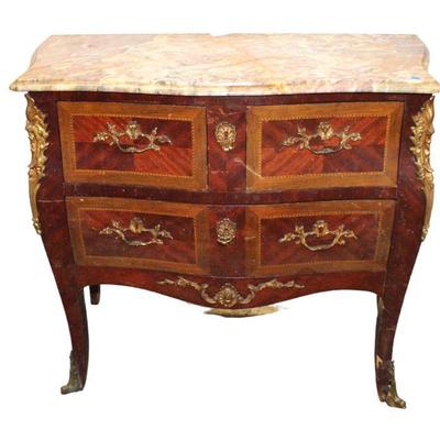 
Lot 312
Antique French marble top 3 drawer chest with applied bronze

