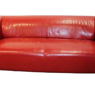 
Lot 171
Modern design even arm red leather style sofa
