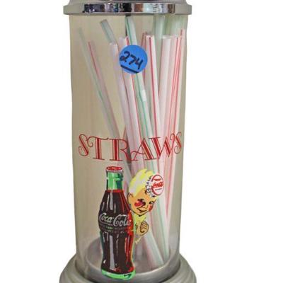 
Lot 274
Vintage advertisement Coca-Cola glass straw holder
