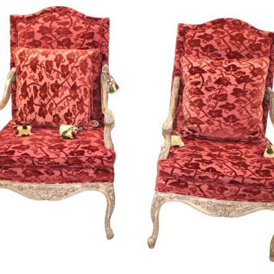 
Lot 321
Fantastic Pair of Pearson carved French style high back Arm Chairs
