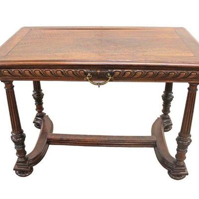 
Lot 123
Antique Victorian 1 drawer desk in the walnut, has been refinished

