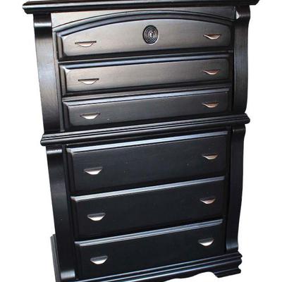 
Lot 205
Contemporary black painted 5 drawer high chest
