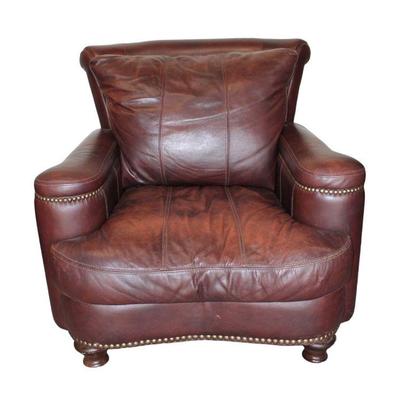 
Lot 407
Brown leather industrial tacked club chair approx. 40" w x 44" d x 36" h
