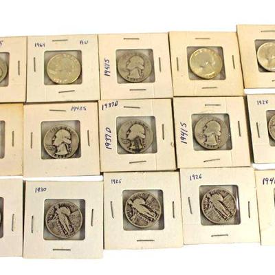 
Lot 294
14 count of US Silver quarters various dates
