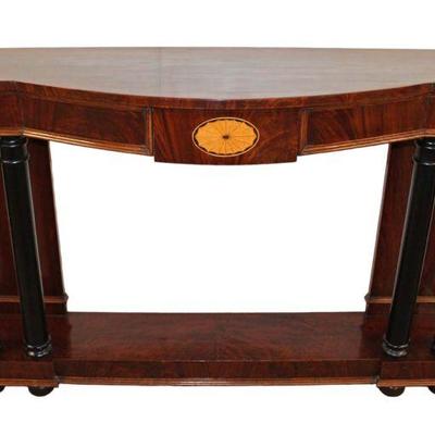 
Lot 148
Burl mahogany inlay console table with finish loss
