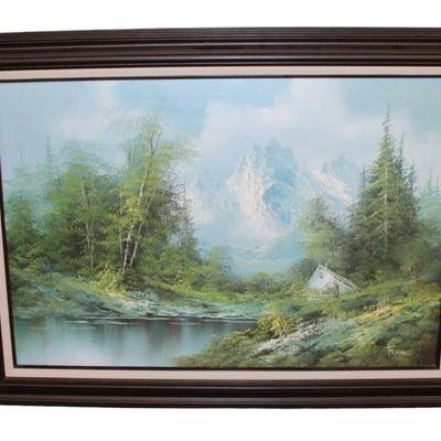
Lot 252
Vintage signed oil on canvas of stream and mountain
