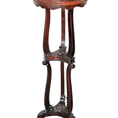 
Lot 232
Vintage mahogany 14" diameter zinc lined plant stand
