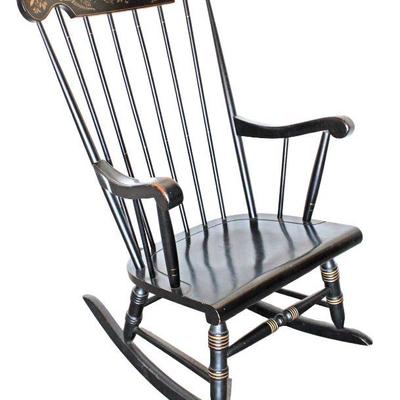 
Lot 236
Vintage black stenciled rocking chair marked Lock
