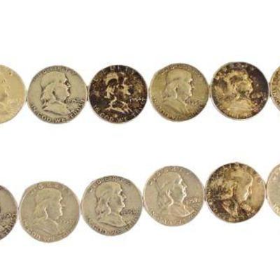 
Lot 288
20 count US Benjamin Franklin silver half dollars Various Dates 1950-1963
