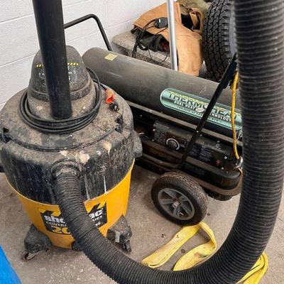 Shop Vac and Thermo-heat portable propane torpedo style gas heater 