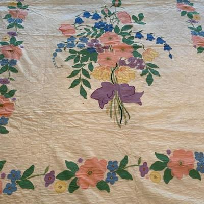 Vintage Hand Made Floral Bed Cover