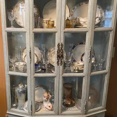 Vintage Powder Blue Curio Cabinet