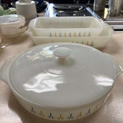 3 pc FireKing set "Atomic Starburst" $30