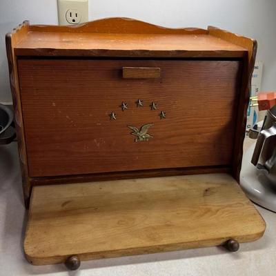 Wooden bread, box with cutting board $22