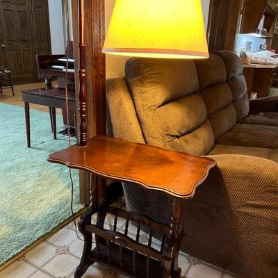 Floor lamp table w/magazine rack $28