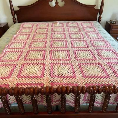 Pink squares afghan $16
