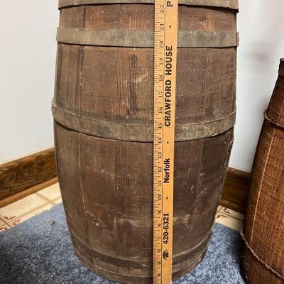 Large wooden banded keg barrel $72