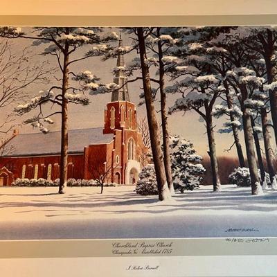 Churchland Baptist Church by Robert Burnell  signed print $15 ND