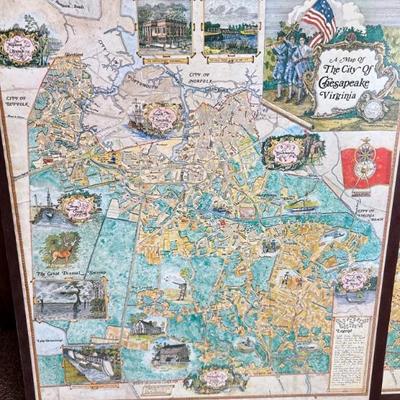 City of Chesapeake maps on boards $15 each (2 left)