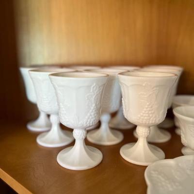 1 - Available 
Harvest Milk Glass by Colony water goblet $4 each