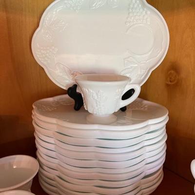 Harvest Milk Glass by Colony Snack plate & punch cup set $6 each
3 snack plates $4 each