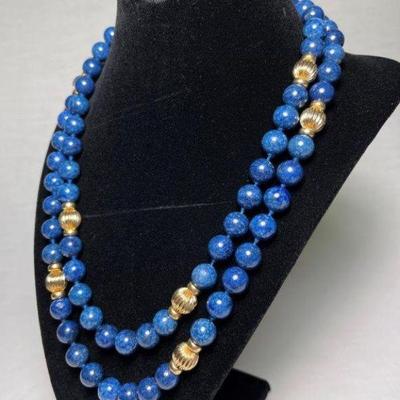 Lapis Lazuli and 14k Bead Necklace
