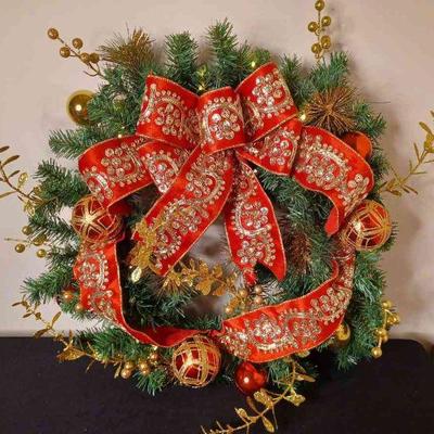 Red Ribbon Wreath
