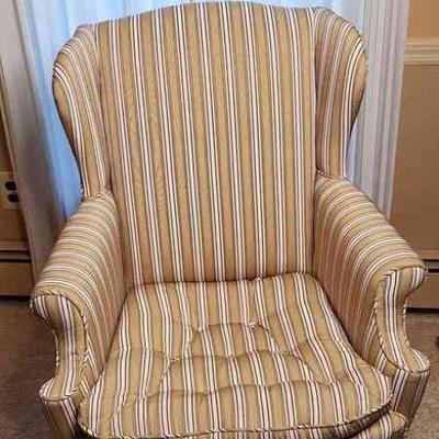 Striped Wingback Chair